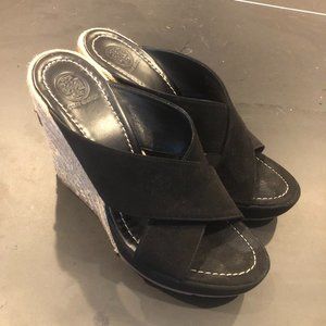 Tory Burch 4" Black Espadrille Wedges